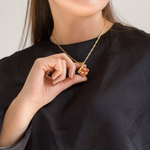 Secret Diary Book Locket (Burgundy) - Gold